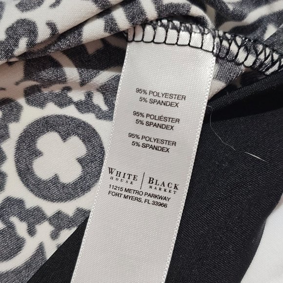 White House Black Market 3/4 Sleeve Black White Geometric Work Dress Size Small - Picture 7 of 9